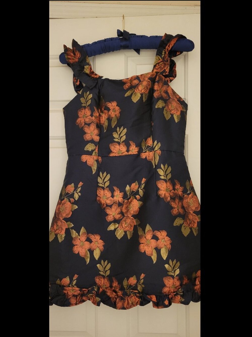 Lulus Flirting with Forever Floral Jacquard Ruffle Mini Dress Size M